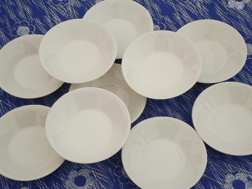 10 vintage white ironstone bowls, plain simple Homer Laughlin farmhouse china