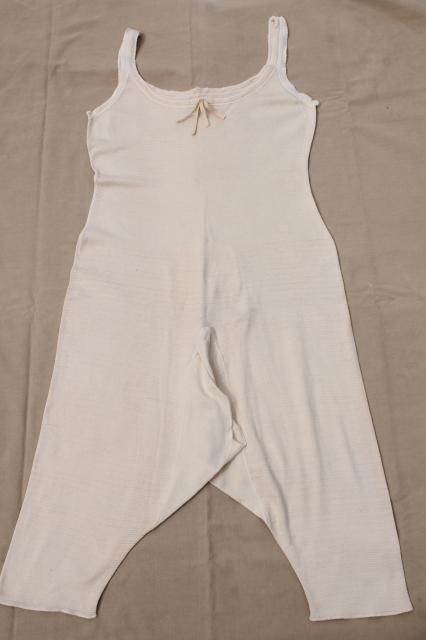 1920s vintage flapper girl union suit, Carter's label cotton long underwear one piece