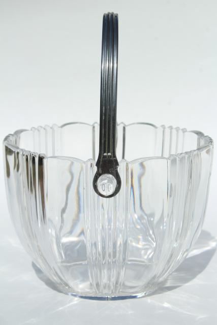 1930s vintage glass ice bucket for art deco or 50s mod style modern bar