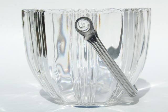 1930s vintage glass ice bucket for art deco or 50s mod style modern bar