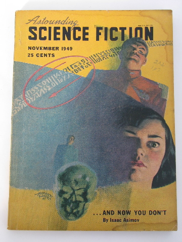 1940s sci-fi magazine pulp cover, Astounding Science Fiction, Isaac Asimov