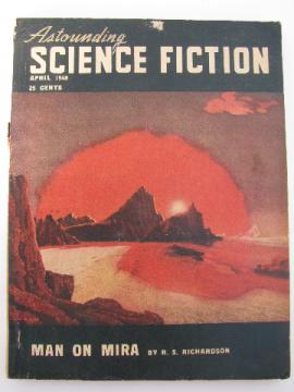 1940s vintage Astounding Science Fiction magazine, pulp sci-fi cover art