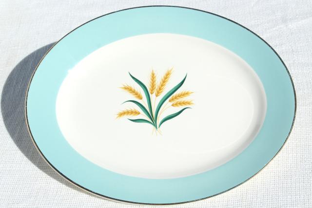 1950s 60s vintage golden wheat pattern dishes, Viking dinnerware set for 8