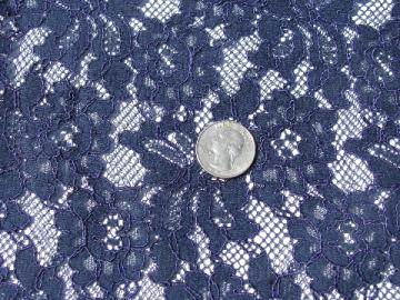 1950s - 60s vintage heavy lace fabric, navy blue