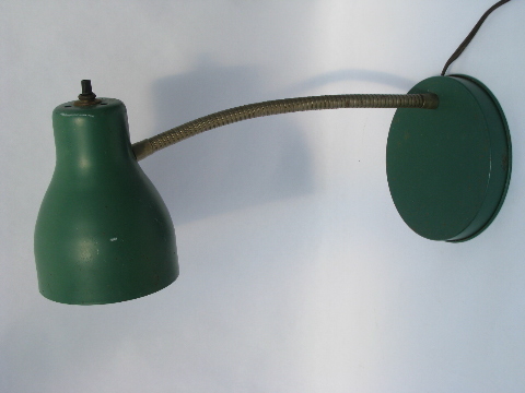 1950s vintage green metal shade desk or work light for wall or table