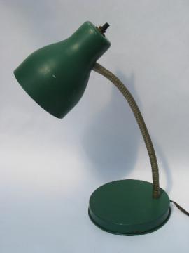 1950s vintage green metal shade desk or work light for wall or table