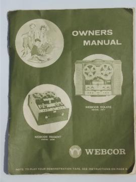 1963 Webcor owners manual, Regent 2456/Squire 2457 reel to reel tape player