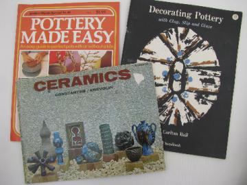 1970s craft books lot, hand-thrown pottery, ceramics how-to