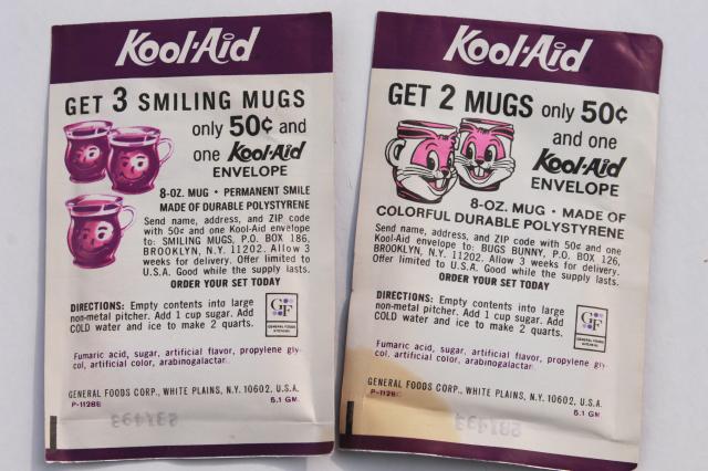 1970s vintage Kool Aid drink mix packets lot, unopened packages