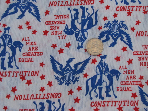 1970s vintage American Revolution federal eagle print fabric, retro!