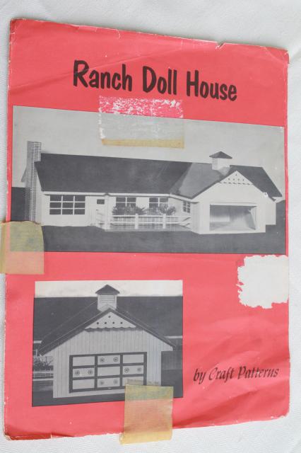 1970s vintage woodworking pattern for mid-century Ranch dollhouse doll house