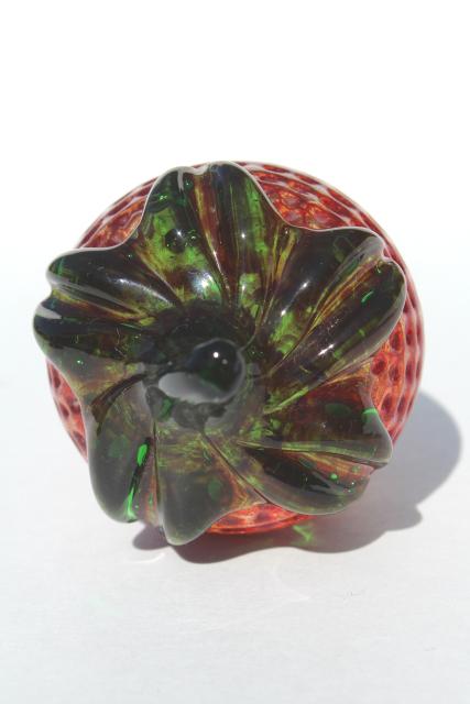 1990s Gibson art glass paperweight, vintage red glass strawberry