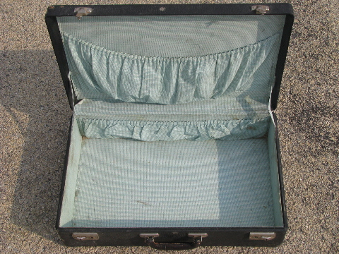 20s-30s vintage suitcase, sharkskin leather grain paper overnight case