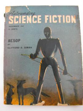 40s pulp vintage sci-fi magazine Astounding Science Fiction, robot cover art