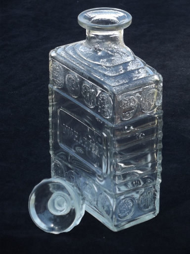 40s vintage I W Harper whiskey bottles, coin glass decanter lot w/ label