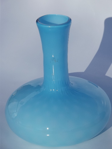 50s 60s vintage cased glass decanter bottle w/ stopper, retro Italian art glass