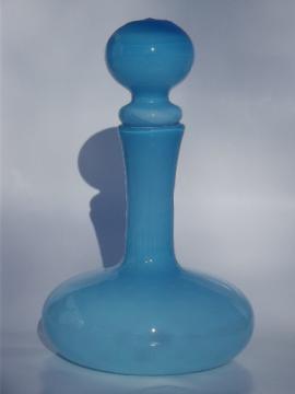 50s 60s vintage cased glass decanter bottle w/ stopper, retro Italian art glass