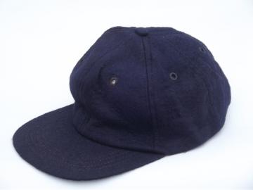 50s vintage felt baseball cap beanie hat, navy blue wool/rayon felt
