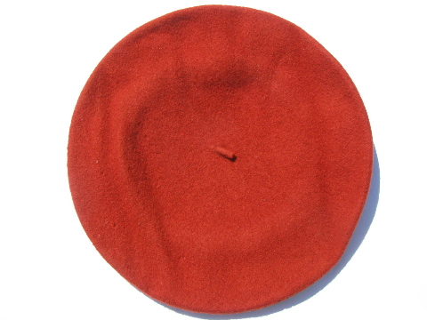 50s vintage red wool artist's beret, Anglo-Basque - England label