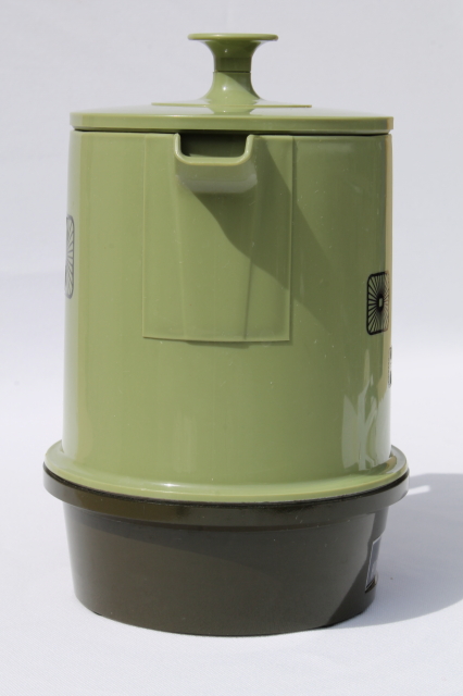 60s 70s vintage Poly hot pot, retro green plastic electric kettle for hot water / tea