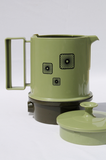 60s 70s vintage Poly hot pot, retro green plastic electric kettle for hot water / tea