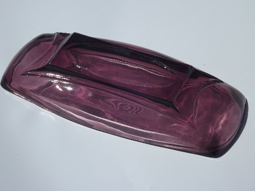 60s mod vintage Moroccan amethyst square pattern oblong dish celery tray
