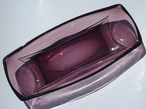 60s mod vintage Moroccan amethyst square pattern oblong dish celery tray