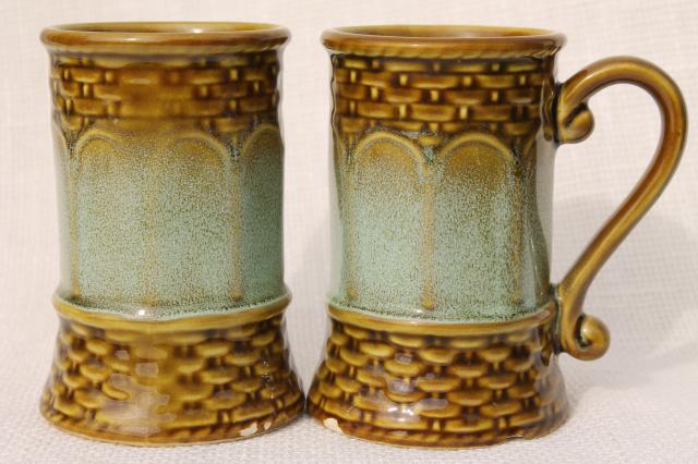 60s vintage Norcrest Japan mod ceramic coffee set, tall skinny coffeepot & mugs