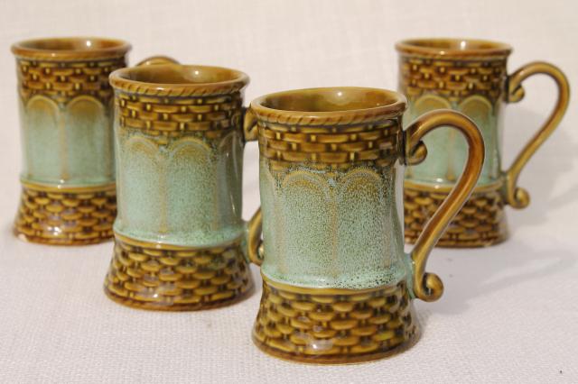 60s vintage Norcrest Japan mod ceramic coffee set, tall skinny coffeepot & mugs