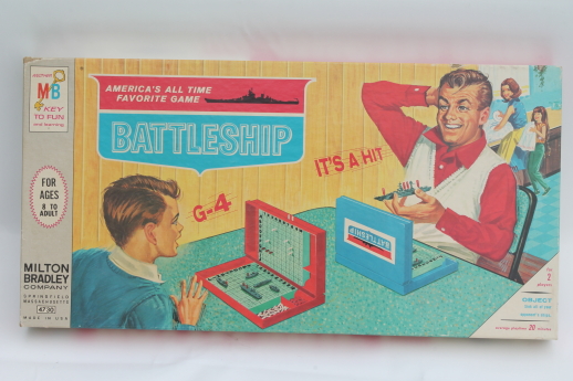 60s vintage Battleship game, complete w/ all of the plastic battleships