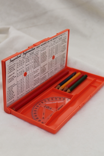 60s vintage plastic pencil case with dates of US Presidents to JFK - Johnson