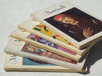 60s vintage pocket library of art, color art prints paperback books