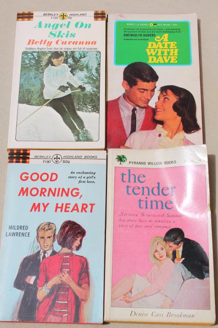 60s vintage teen girl romances, young adult novels, pulp cover art paperback books lot