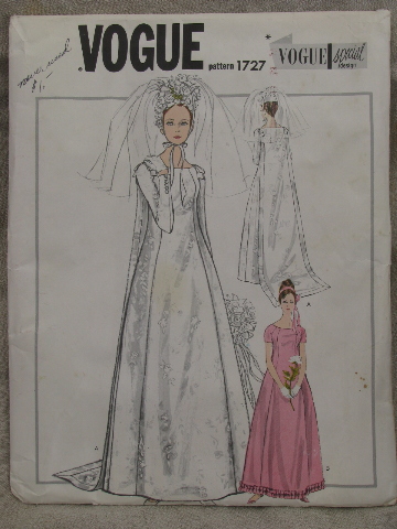 60s vintage Vogue bridal gown sewing pattern, mod sheath wedding dress