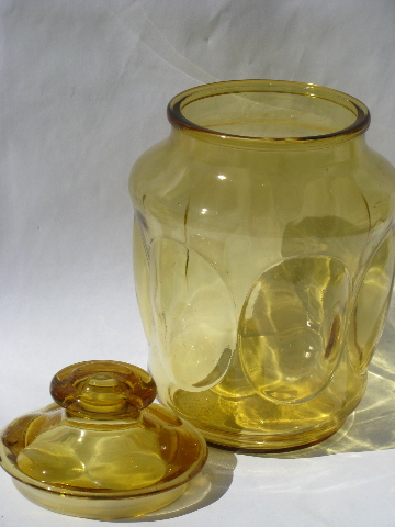 60s-70s vintage amber gold glass canister jars, kitchen canisters set