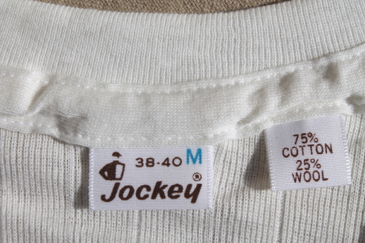 60s-70s vintage Jockey ribbed knit cotton / wool short sleeve under shirt t-shirts in original pkgs