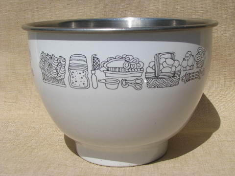 60s-70s vintage mod kitchen print Hamilton Beach stainless mixer bowl