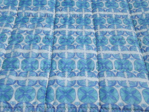 70s 80s retro blue print duvet, puffy poly fill comforter w/ Euro label