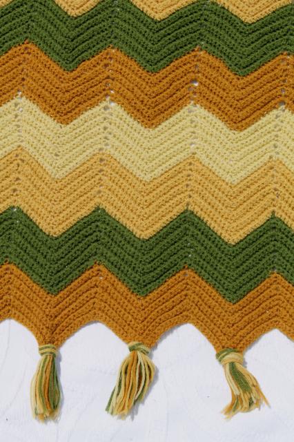 70s Groovy Crochet Blankets Chevron Stripes Ripple Afghans Vintage