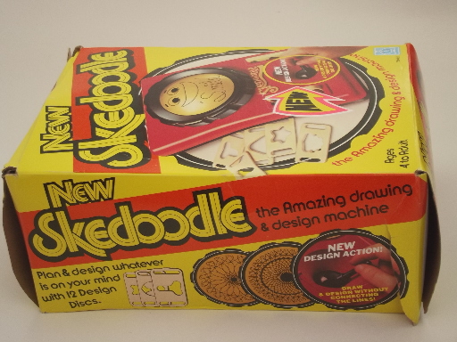 70s Skedoodle drawing toy in box, retro vintage Hasbro etch-a-sketch