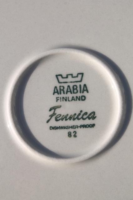 70s vintage Arabia - Finland Fennica stoneware pottery dinner plates set of 4