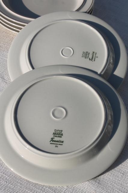 70s vintage Arabia - Finland Fennica stoneware pottery dinner plates set of 6