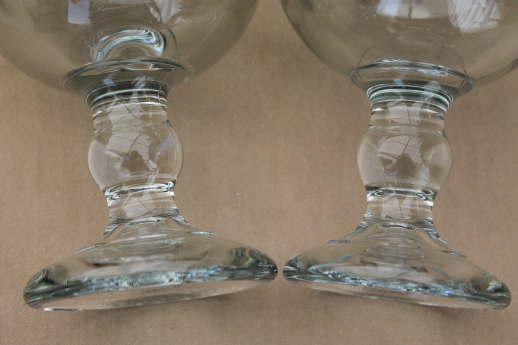 70s vintage beer glasses, huge heavy glass fishbowl goblets for candles or display domes