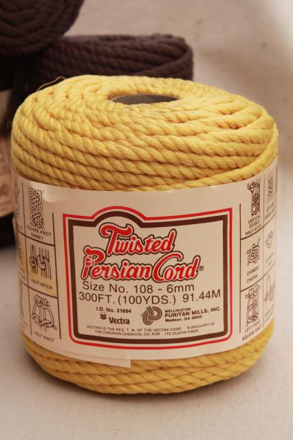 70s vintage macrame cord lot, mod chunky olefin yarn for retro craft projects