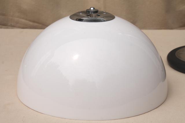 80s mod vintage tubular chrome steel table lamp w/ plastic mushroom shade