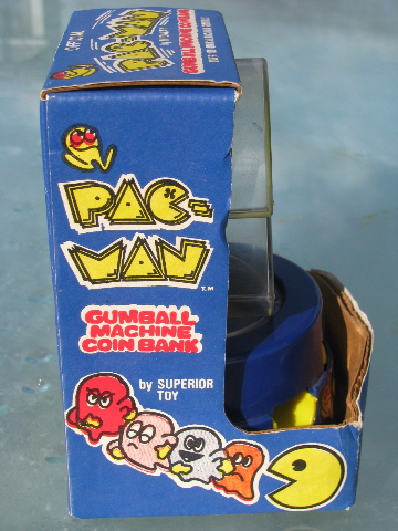 80s vintage Pac Man gumball dispenser, original Superior Toy in box