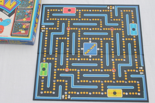 80s vintage Pac-Man board game w/ plastic Pac pieces & marbles