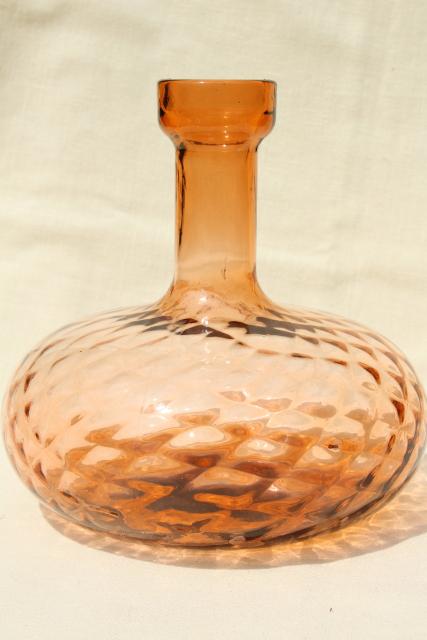BIG hand blown glass liquor bottle, vintage ships decanter in colored glass