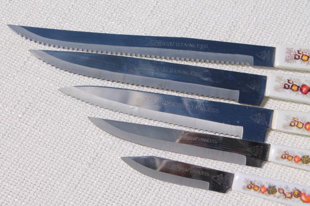 Country Fare vintage knife set, mint in box Spice of Life pattern kitchen knives