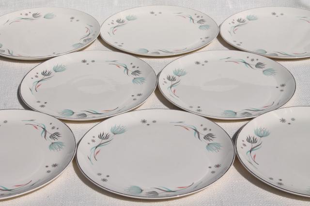 Enchantment floral vintage Crooksville china dinner plates w/ wild wind blown flowers